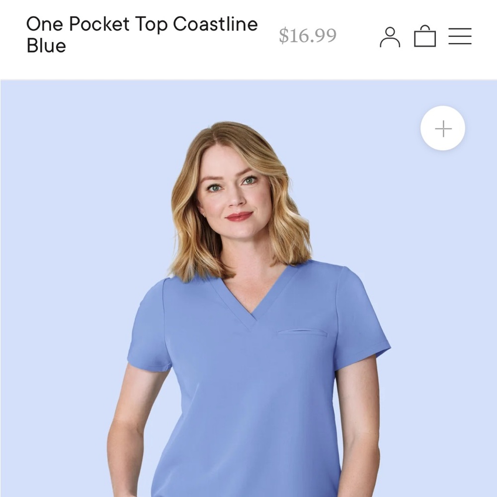 Mandala One Pocket Scrub top - Medium - Coastline Blue